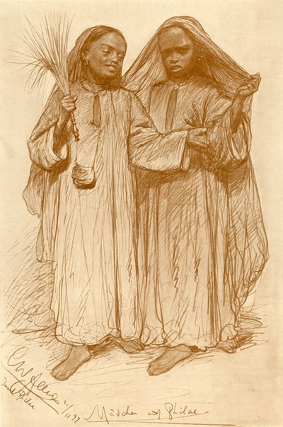 埃及菲莱的女孩，1898年。   作者 克里斯蒂安·威廉·艾尔斯