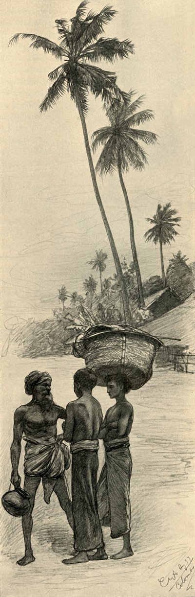 锡兰科伦坡的一群男人，1898年。   作者 克里斯蒂安·威廉·艾尔斯