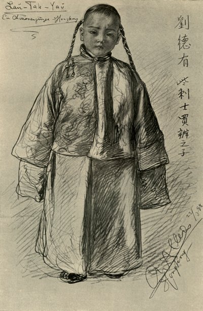 Lan-Tak-Yau - 中国男孩，香港，1898年。 作者 克里斯蒂安·威廉·艾尔斯