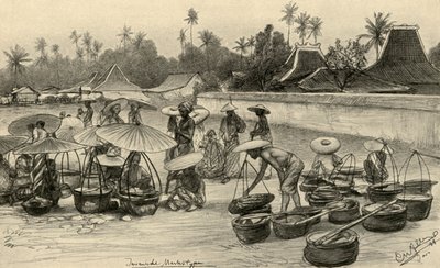 市场场景，爪哇，1898年。 作者 克里斯蒂安·威廉·艾尔斯