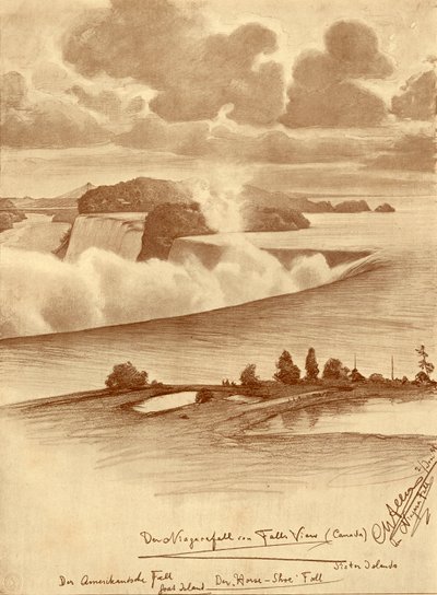 尼亚加拉大瀑布，来自加拿大瀑布景区，1898年。   作者 克里斯蒂安·威廉·艾尔斯