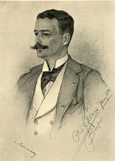 一个男人的肖像，曼谷，1898年。   作者 克里斯蒂安·威廉·艾尔斯