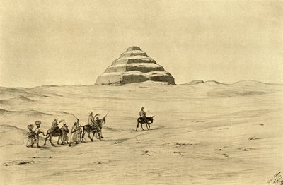 位于埃及开罗附近的萨卡拉的Djoser金字塔，1898年。   作者 克里斯蒂安·威廉·艾尔斯