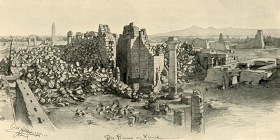 埃及卡纳克的废墟庙宇，1898年。 作者 克里斯蒂安·威廉·艾尔斯