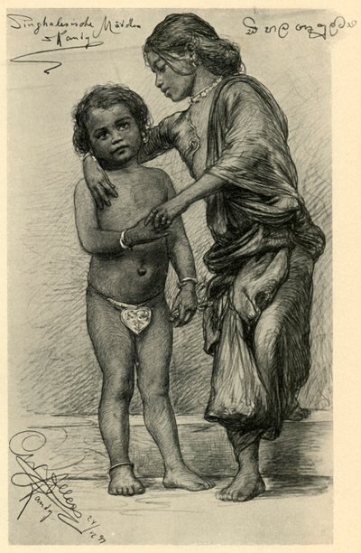 僧伽罗女孩，康提，锡兰，1898。 作者 克里斯蒂安·威廉·艾尔斯