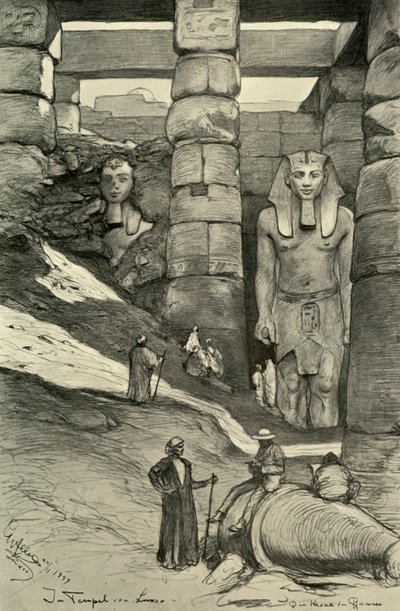 埃及卢克索神庙的雕像，1898年。 作者 克里斯蒂安·威廉·艾尔斯