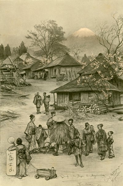 富士山附近的村庄，日本Miyanoshita，1898年。   作者 克里斯蒂安·威廉·艾尔斯