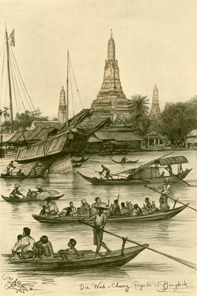 Wat Chaeng，曼谷，暹罗，1898年。   作者 克里斯蒂安·威廉·艾尔斯