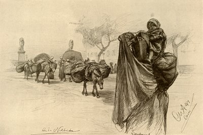 开罗Kobri el Gezira桥附近的妇女和儿童，1898年。 作者 克里斯蒂安·威廉·艾尔斯