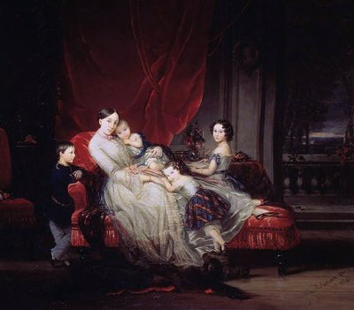 大公夫人玛丽亚尼古拉耶夫娜与她的孩子们的肖像，1849年 作者 Christina Robertson