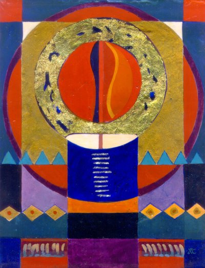 永恒的火焰》，约 2004 年（蛋彩画，石膏板，金箔） 作者 克里斯蒂娜·萨吉