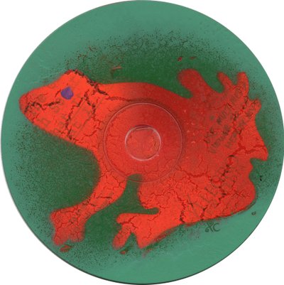 青蛙，约 2023 年（丙烯酸刻在 CD 上） 作者 克里斯蒂娜·萨吉