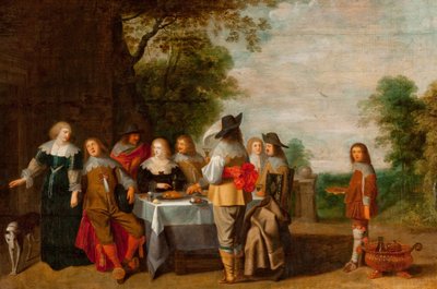 公园餐桌旁的公司（布面油画） 作者 Christoffel Jacobsz Laemen van der