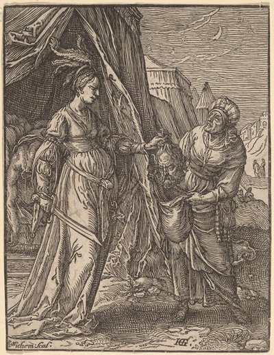 朱迪与霍洛芬尼的头颅 作者 Christoffel van Sichem I，根据 Hendrik Goltzius