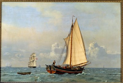 1831年，一艘前丹麦邮轮逆风而行 克里斯托弗-威廉-埃克斯伯格（1783-1853）的画作 作者 克里斯托弗·威廉·埃克斯伯格