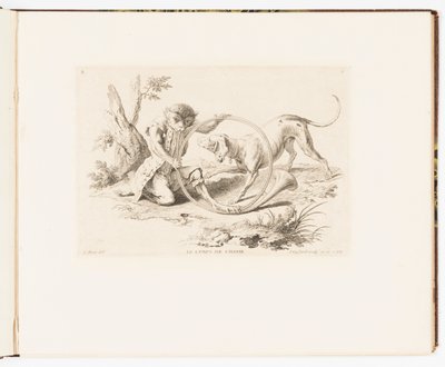Plate 2, Le Corps de Chasse (The Hunting Horn), Singeries ou différentes actions de la vie humaine représentées par des singes (Monkey Antics or Different Actions of Human Life represented by Monkeys) 作者 弗朗索瓦·菲利普·夏彭蒂埃