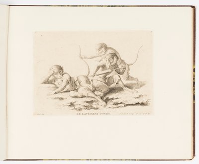 Plate 7, Le Lavement Donné (The Enema Given), Singeries ou différentes actions de la vie humaine représentées par des singes (Monkey Antics or Different Actions of Human Life represented by Monkeys) 作者 弗朗索瓦·菲利普·夏彭蒂埃