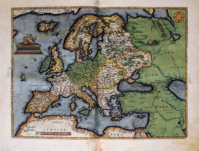 欧洲地图。 1588（彩色蚀刻） 作者 克里斯多夫·普兰汀