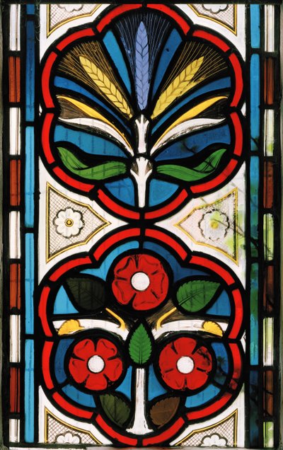 玫瑰和小麦，1865年（彩色玻璃） 作者 Christopher Dresser