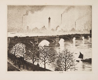 从萨沃伊窗口看滑铁卢桥，酒吧。1925. 作者 克里斯托弗·理查德·怀恩·内文森