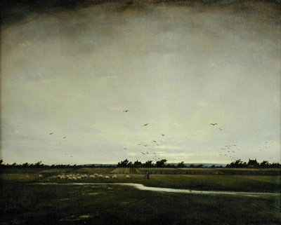 英国风景，罗姆尼沼泽（布面油画 作者 克里斯托弗·理查德·怀恩·内文森