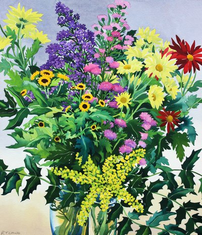冬天的花朵和叶子（纸上水彩） 作者 克里斯托弗·莱兰