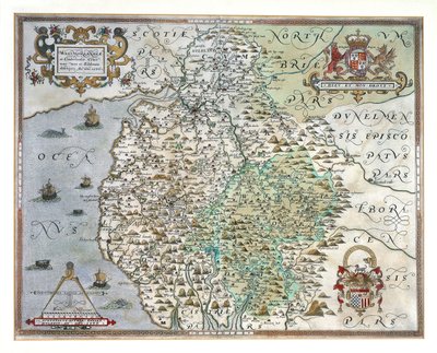 威斯特摩兰和坎伯兰地图，1576年 作者 克里斯托弗·萨克斯顿