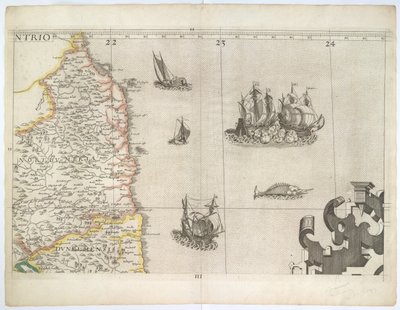 诺桑比亚和英格兰东北部，选自 1583 年萨克斯顿的挂图（雕刻） 作者 克里斯托弗·萨克斯顿
