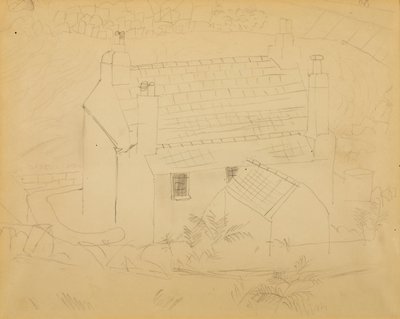 康沃尔郡的小屋（纸上铅笔画） 作者 克里斯托弗·伍德