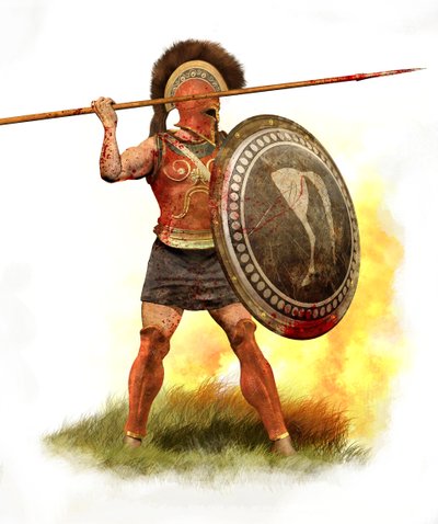 雅典霍普莱特人，公元前 500 年，2010 年（铅笔画、数字油画、3d cgi） 作者 