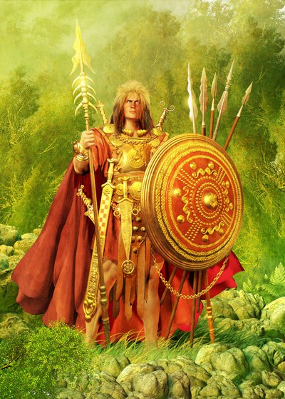 北爱尔兰神话冠军库丘林，2014 年（铅笔画、数字油画、3d cgi） 作者 