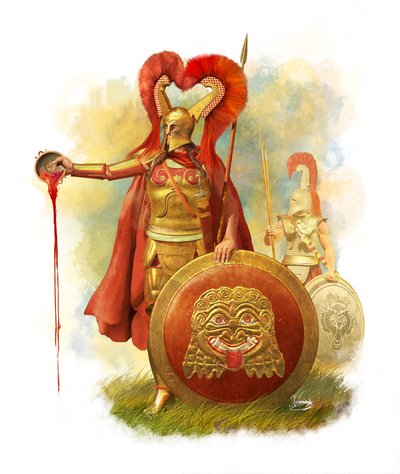 斯巴达军官斟酒敬神 , 公元前 6 世纪, 2020 (3d, cgi) 作者 