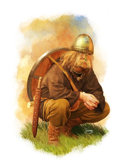 维京勇士，9 世纪 AA，2014 年（铅笔画、数字油画、3d cgi） 作者 