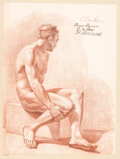男性裸体坐像，侧面（1794 年一等奖） 作者 克雷蒂安·杜布瓦