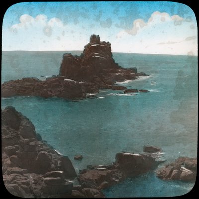 19世纪末或20世纪初，康沃尔郡的Lands End，武装骑士岩 作者 教堂军灯部