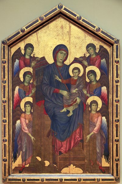 威严的圣母和圣婴被六名... 作者 Cimabue（c.1240-c.1301）