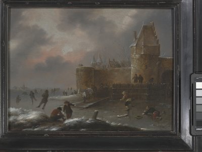 有溜冰者的冬季风景，约 1660 年（木板油画） 作者 克拉斯 (1630 76) 莫勒纳尔
