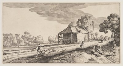 水磨附近的十字路口，选自风景画 (Playsante Lantschappen) 作者 克拉斯·扬什·维舍尔二世