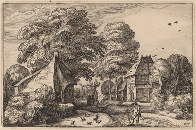 带有谷仓和别墅的道路 作者 Claes Jansz Visscher 仿照 Johannes van Doetechum，仿照卢卡斯的长老