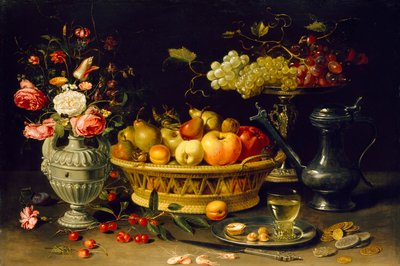水果和花的静物画，1608-1621年 作者 Clara Peeters