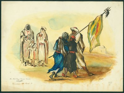 疯狂的黑旗手》，考穆尔，1873年（纸上铅笔画）。 作者 克劳德·康德
