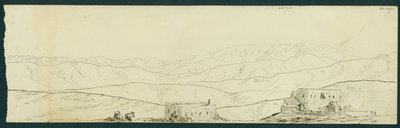 1871年B&39;kamdun的Jebel Sunnin和Kefr Silwan的视图 作者 克劳德·康德