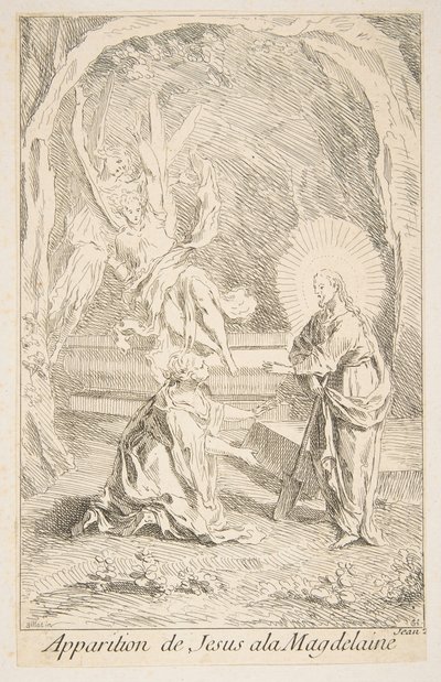 基督向玛利亚-马格德伦显现：Claude Gillot, Jacques Gabriel Huquier. 作者 克劳德·吉洛特和雅克·加布里埃尔·胡奎尔