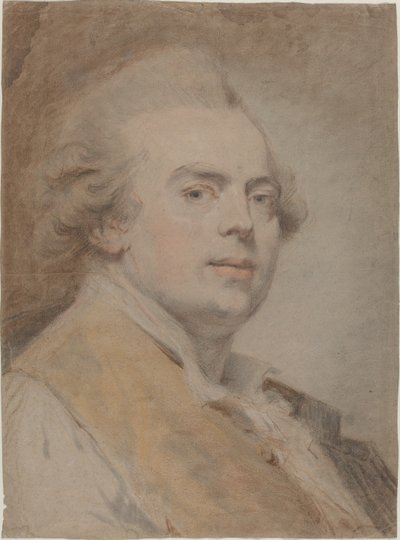 自画像，1780（红色和黑色粉笔和纸上粉彩） 作者 克劳德（Claude Jean Baptiste Hoin）