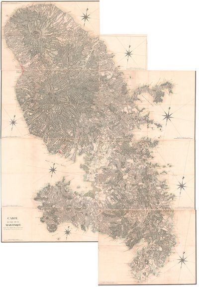 马提尼克岛地图，抄自 1763 年原作。此副本由 C.J. Sauthier 于 1797 年绘制，时年 60 岁。 作者 克洛德·约瑟夫·索蒂尔