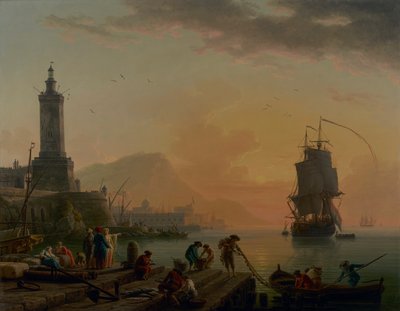 地中海港口。风平浪静 作者 Claude Joseph Vernet