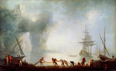 卡普里岛上的黎明。薄雾，c1745。 作者 克劳德·约瑟夫·韦尔内