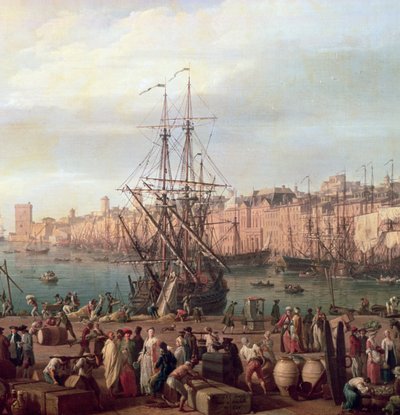 马赛内港的早晨景观和1754年的Horloge du Parc展馆（细节156103） 作者 克劳德·约瑟夫·韦尔内