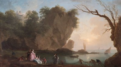 日落：海湾上的风景与人物》，1742年 作者 克劳德·约瑟夫·韦尔内