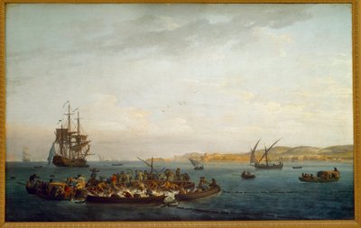 金枪鱼捕鱼。 Joseph Vernet (1714-1789) 绘画，18 世纪巴黎，海洋博物馆 作者 克劳德·约瑟夫·韦尔内